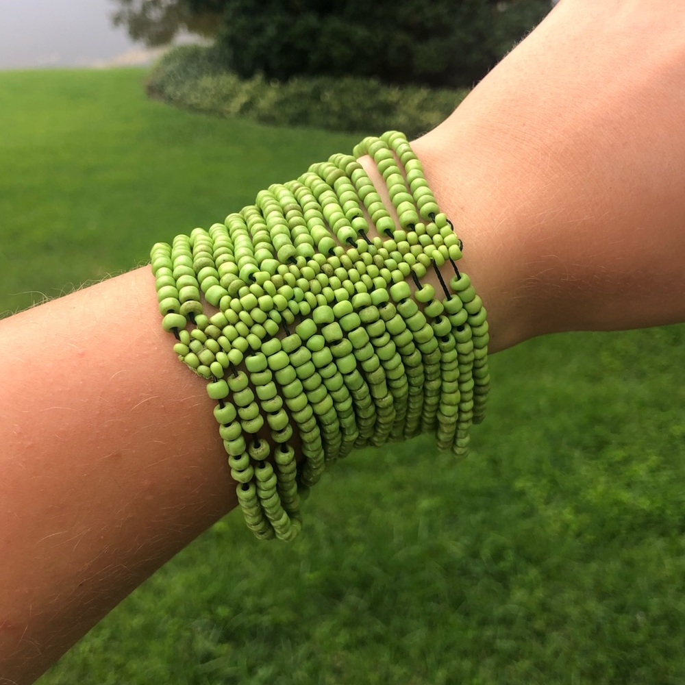 Lime Green Beaded Cuff